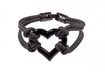 Bracciale CUORI E CORDE 01-NERO